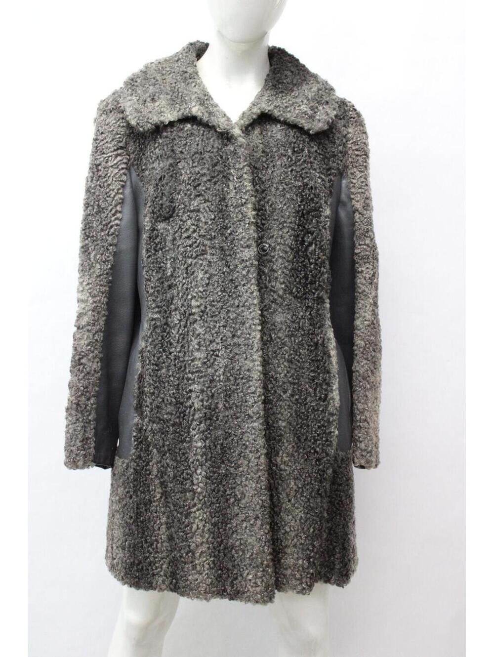 Scrap Item: Gray Lamb Astrakhan Fur Leather Coat Jacket Arts Crafts